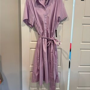 New York & Company Purple Midi Shirt Dress